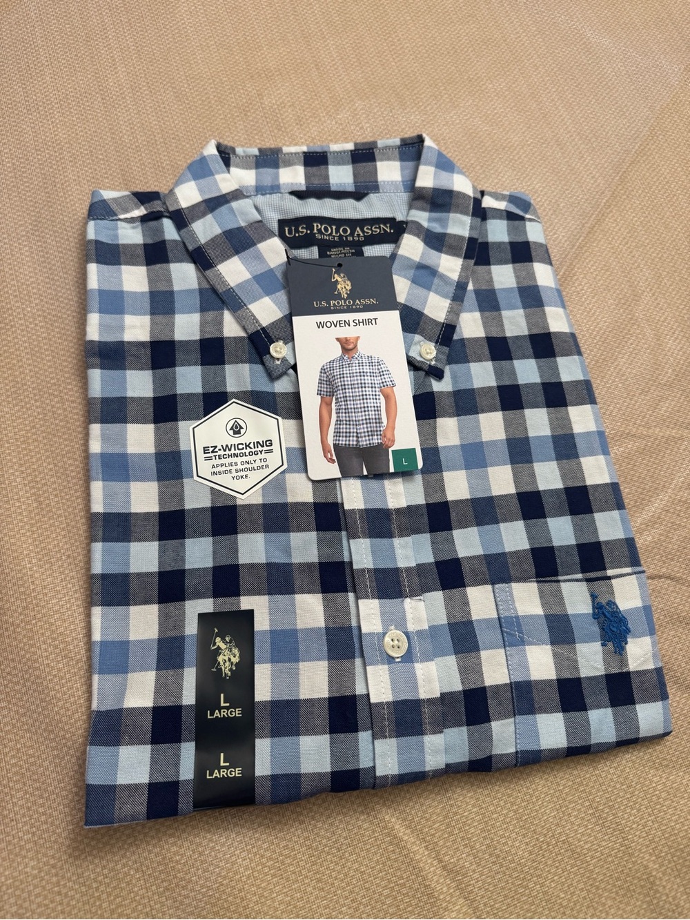 U.S. Polo Assn. Blue and White Plaid Button-Down Woven Shirt